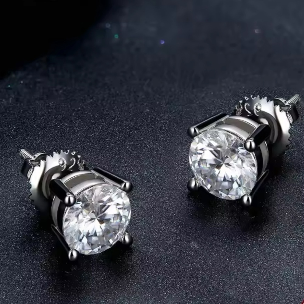New 1 Ct TW 2 Ct Diamond Brilliant Cut Stud Earrings